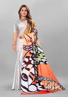 Multicolor Digital Print Crepe Saree Set
