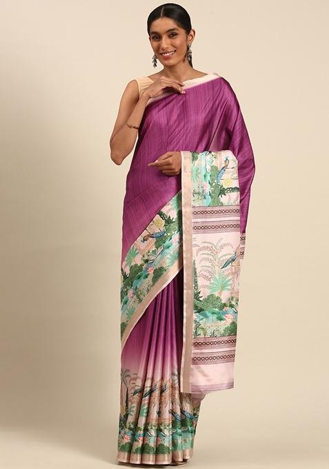 Wine Woven Cotton Saree Set