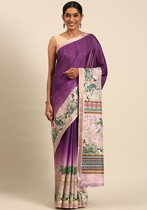 Wine Woven Cotton Saree Set