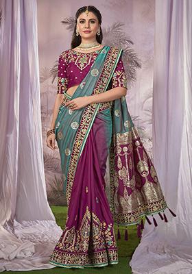 Light Green Woven Banarasi Silk Saree Set