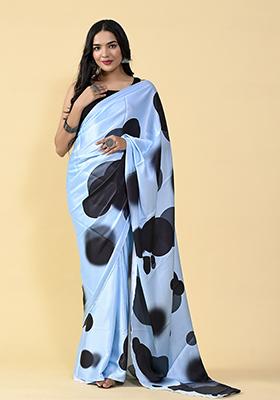 Multicolor Kalamkari Digital Print Satin Silk Saree Set