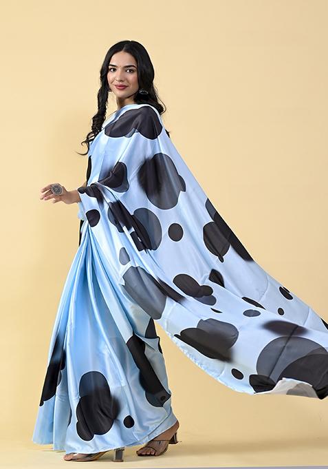 Multicolor Kalamkari Digital Print Satin Silk Saree Set