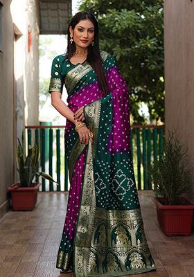 Green Zari Work Silk Saree Set