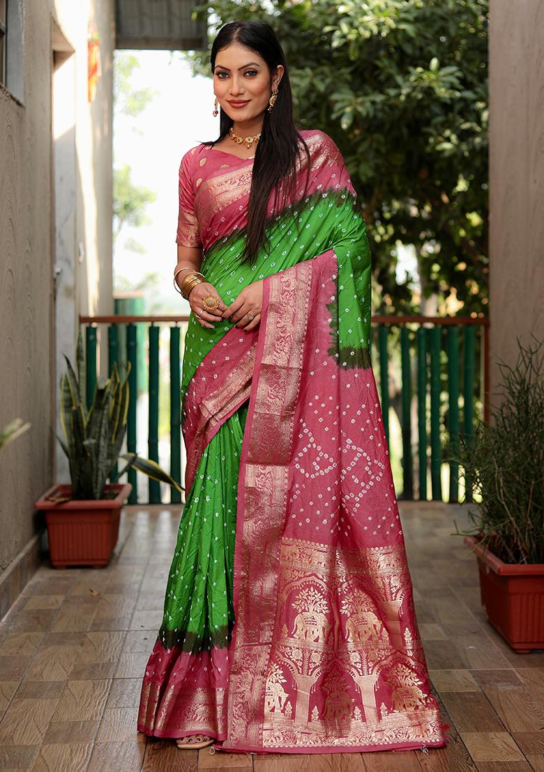 Light Pink Zari Work Silk Saree Set