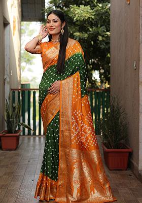 Yellow Zari Work Silk Saree Set