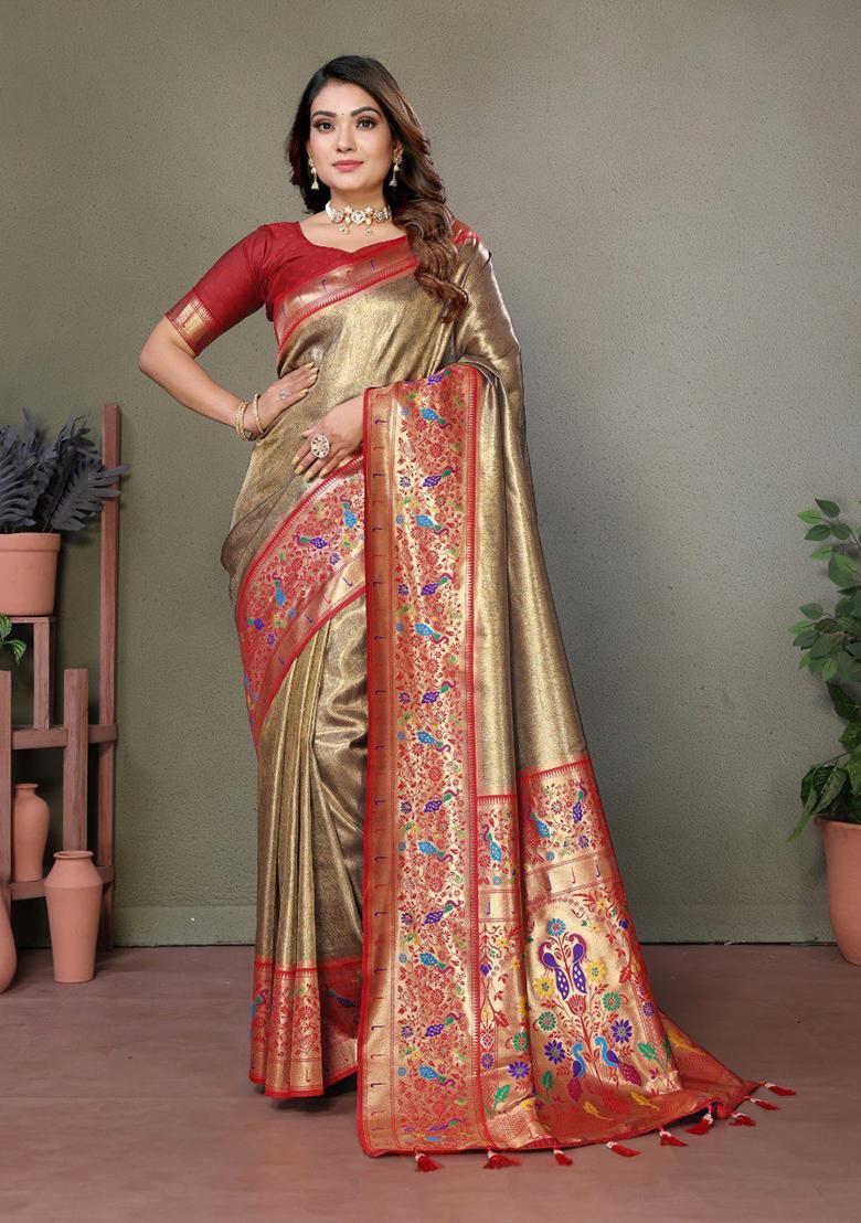 Mehendi Printed Silk Saree Set