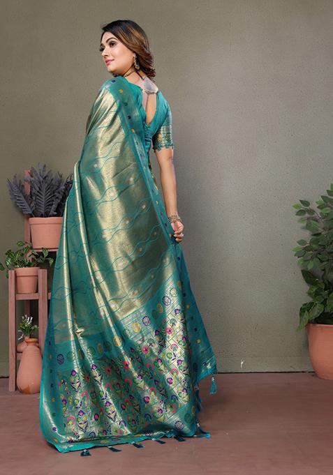 Green Zari Work Silk Saree Set