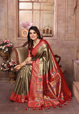 Green Zari Work Silk Saree Set