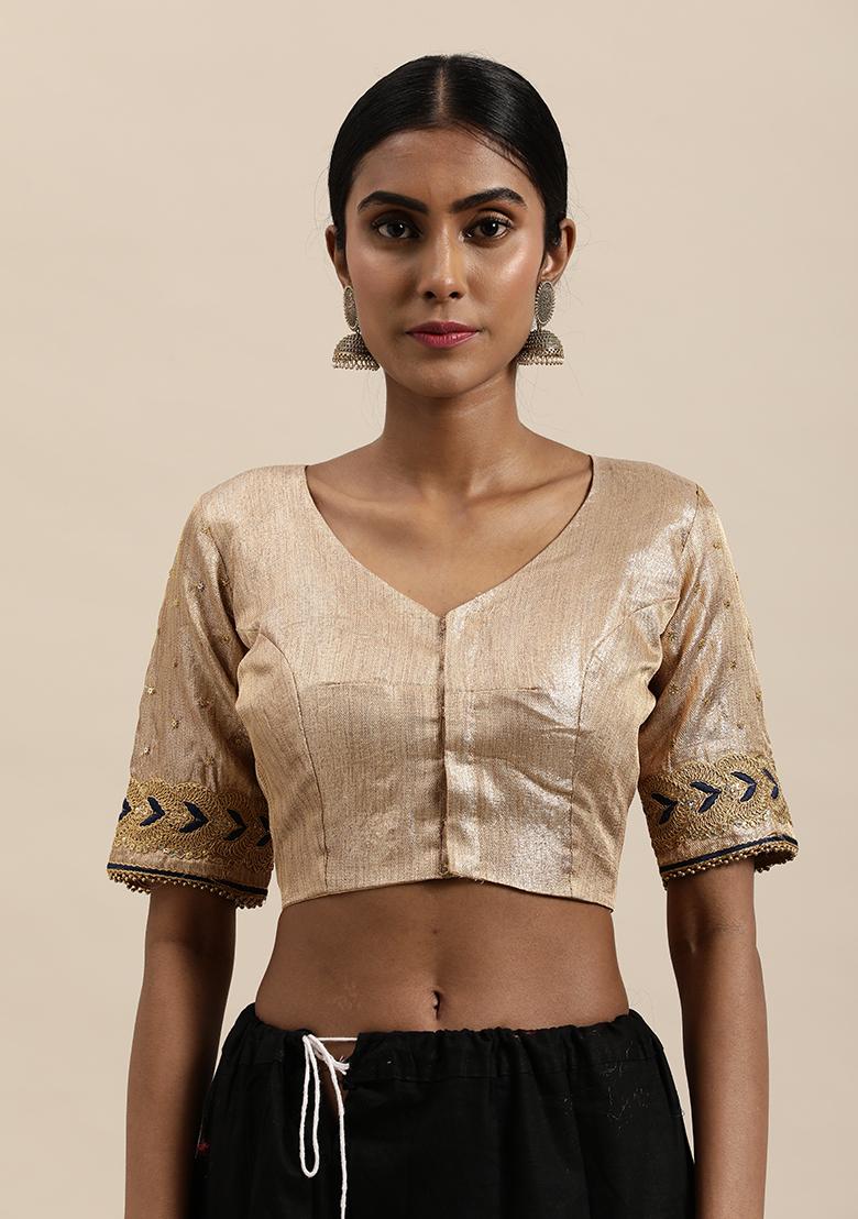 Green And Blue Embroidered Faux Georgette Saree Set