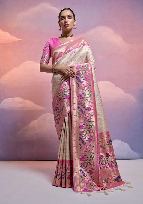 White Solid Soft Banarasi Silk Saree Set for Diwali and Festive Wear