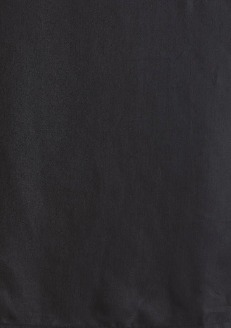 Black Solid Poly Blend Saree Set