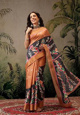 Multicolor Printed Silk Saree