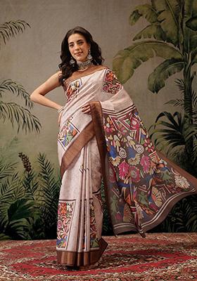 Multicolor Printed Silk Saree
