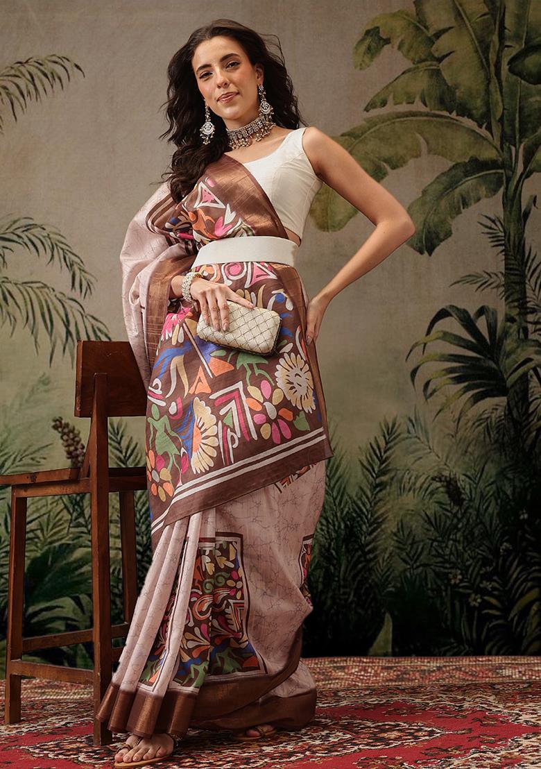 Multicolor Printed Silk Saree