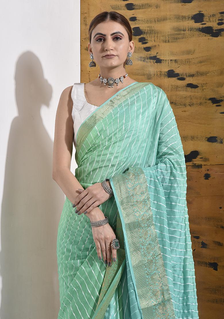 Green Zari Embroidered Silk Saree Set
