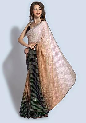 Multicolor Sequin Embroidered Vichitra Saree Set