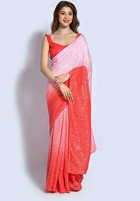 Multicolor Sequin Embroidered Vichitra Saree Set