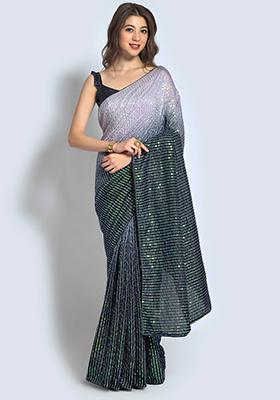 Multicolor Sequin Embroidered Vichitra Saree Set