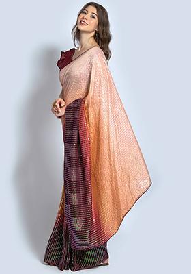 Multicolor Sequin Embroidered Vichitra Saree Set