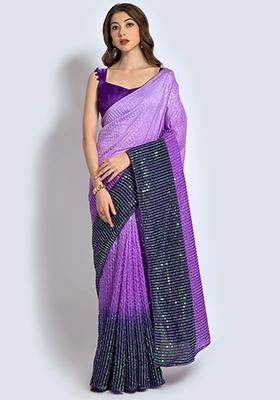 Multicolor Sequin Embroidered Vichitra Saree Set