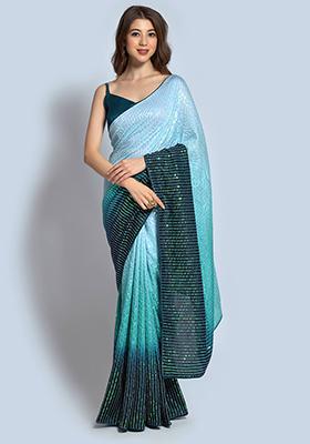 Multicolor Sequin Embroidered Vichitra Saree Set