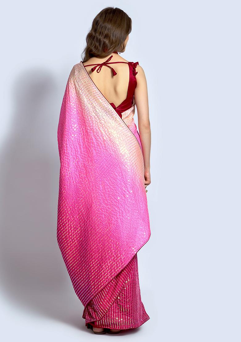 Multicolor Sequin Embroidered Vichitra Saree Set