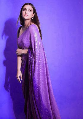 Multicolor Sequin Embroidered Vichitra Saree Set