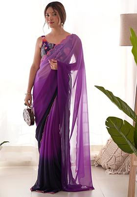 Multicolor Shaded Georgette Saree Set