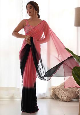 Multicolor Shaded Georgette Saree Set