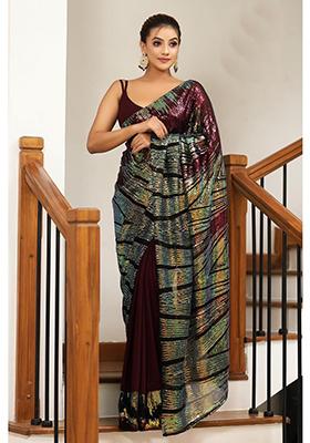 Black Sequin Embroidered Georgette Saree Set