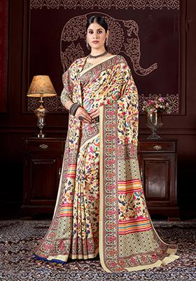 Multicolor Digital Print Pashmina Saree Set