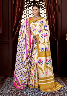Multicolor Digital Print Pashmina Saree Set