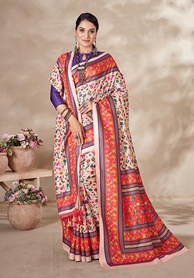 Multicolor Digital Print Pashmina Saree Set