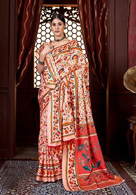 Multicolor Digital Print Pashmina Saree Set