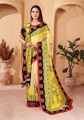 Multicolor Digital Print Pashmina Saree Set