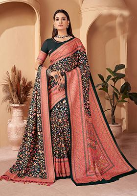 Multicolor Digital Print Pashmina Saree Set