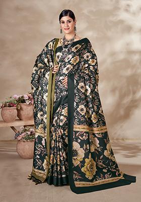 Multicolor Digital Print Pashmina Saree Set