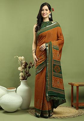 Mustard Yellow Weaving Silk Saree Set