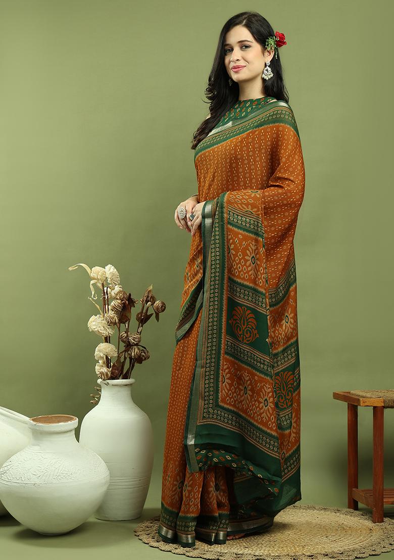 Mustard Yellow Weaving Silk Saree Set