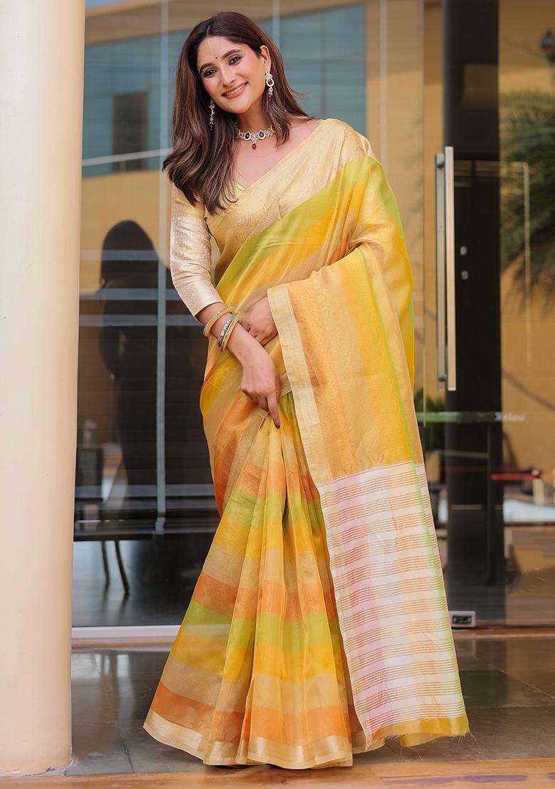 Grey Zari Woven Banarasi Handloom Silk Saree Set