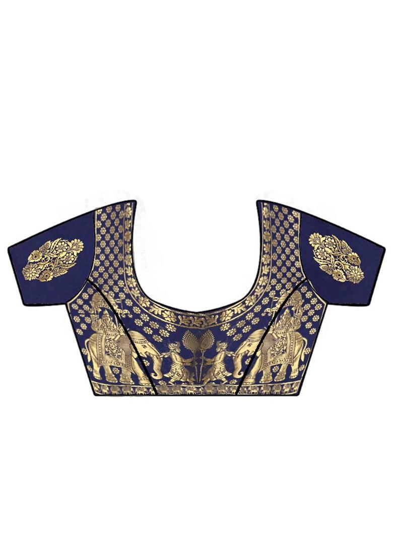 Pink Solid Poly Blend Saree Set