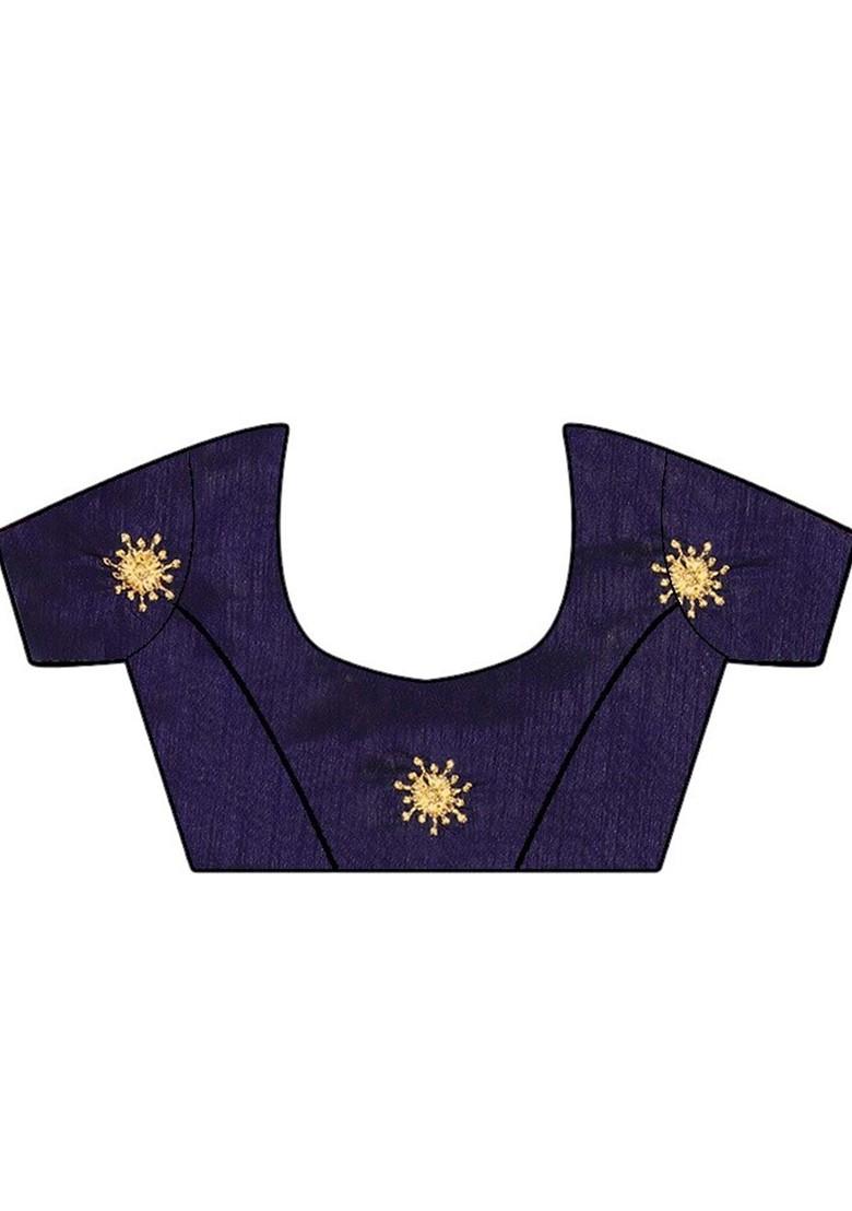 Red Ethnic Motifs Embroidery Poly Blend Saree Set