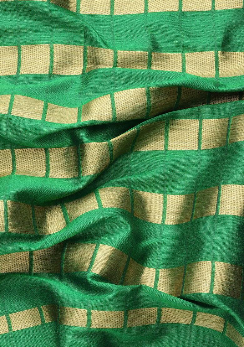 Green Zari Embroidered Poly Blend Saree Set