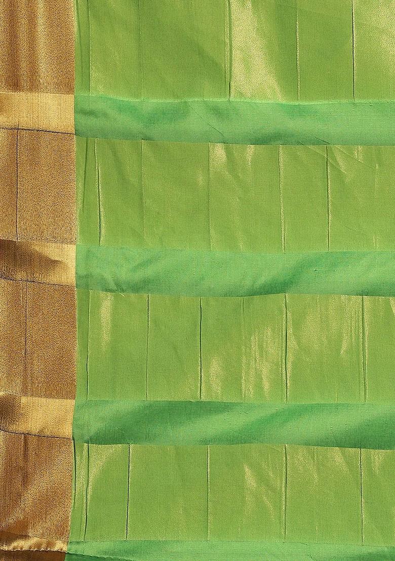 Green Zari Embroidered Poly Blend Saree Set