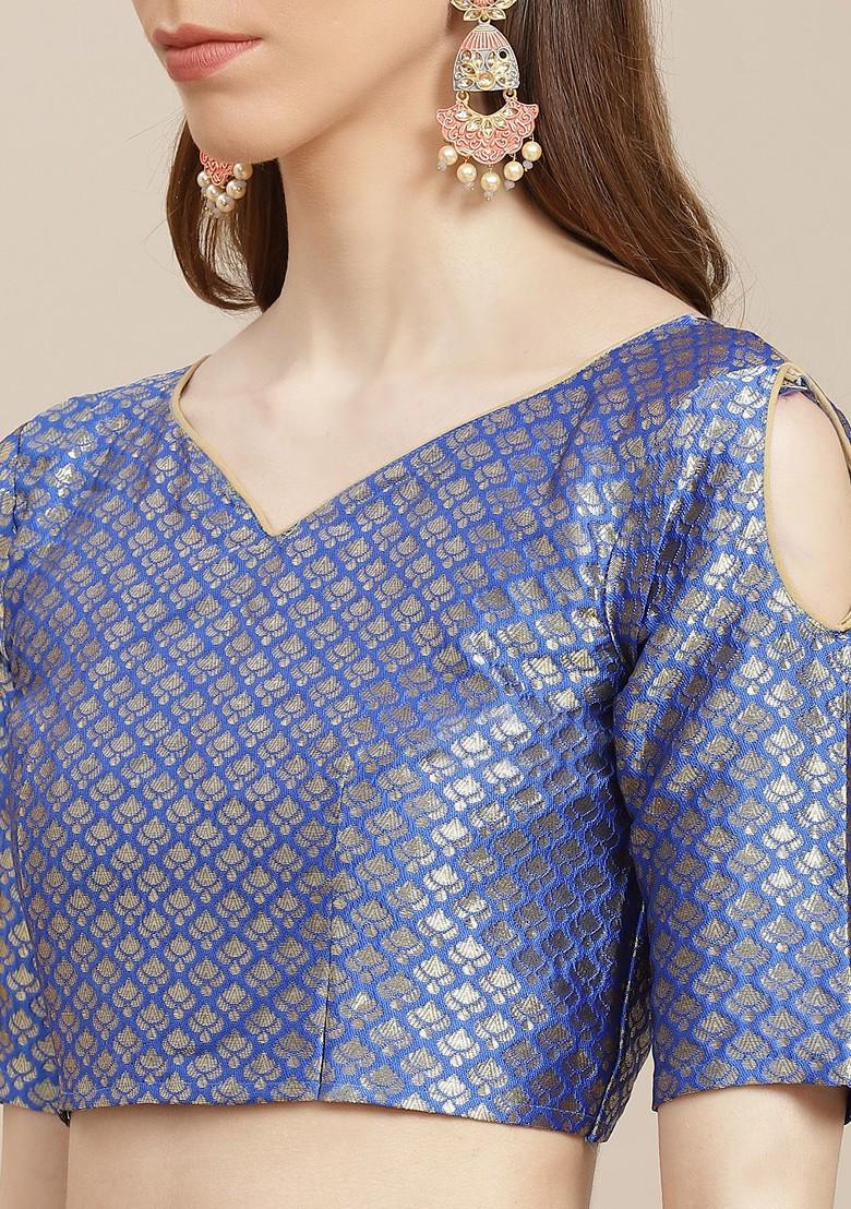 Red Zari Embroidered Poly Blend Saree Set