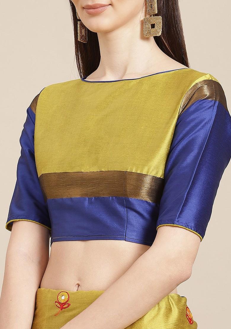 Yellow Ethnic Motifs Embroidery Silk Saree Set