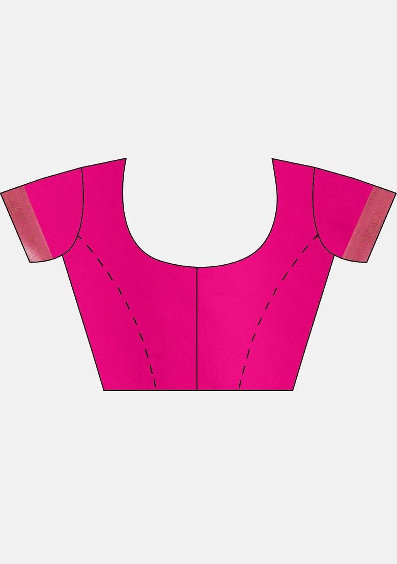 Turquoise Blue Check Print Poly Blend Saree Set