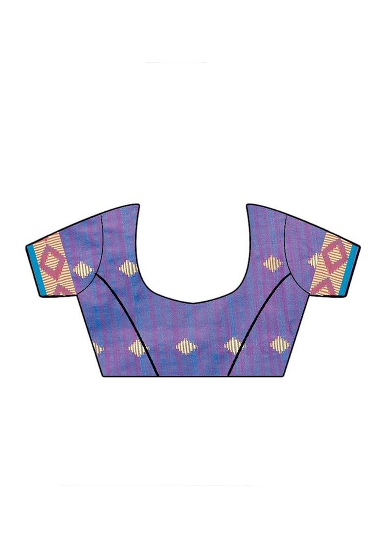 Teal Zari Embroidered Silk Saree Set