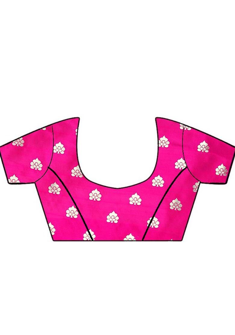 Navy Blue Zari Embroidered Poly Blend Saree Set