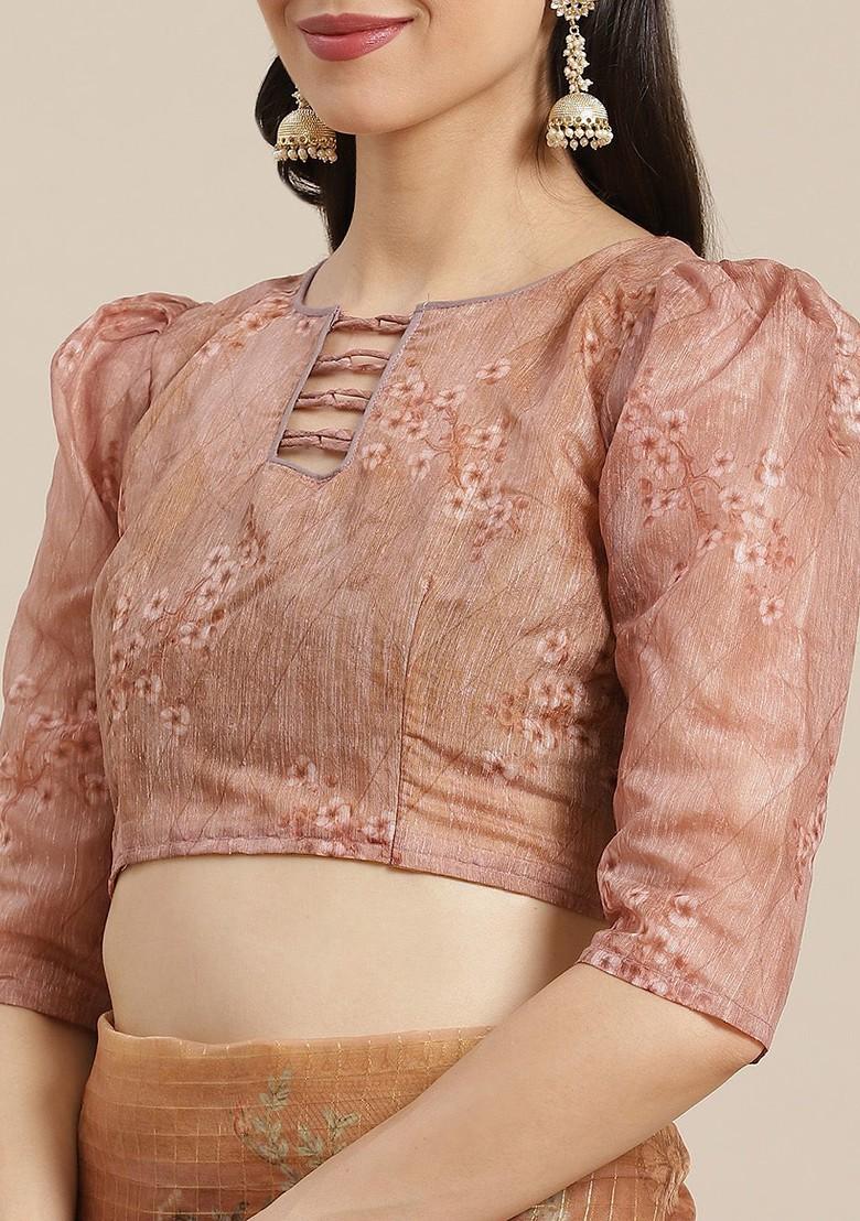 Pink Zari Embroidered Organza Saree Set